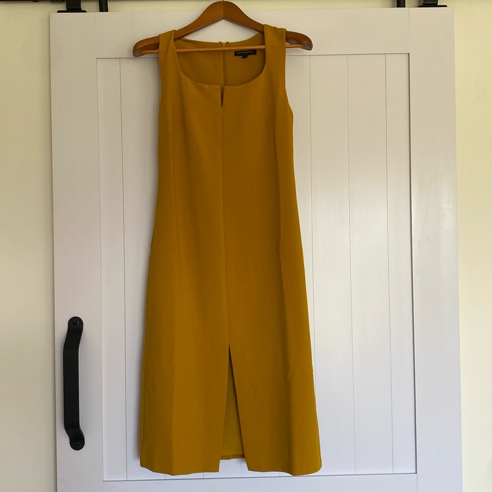 Split-Neck Sheath Midi Dress
